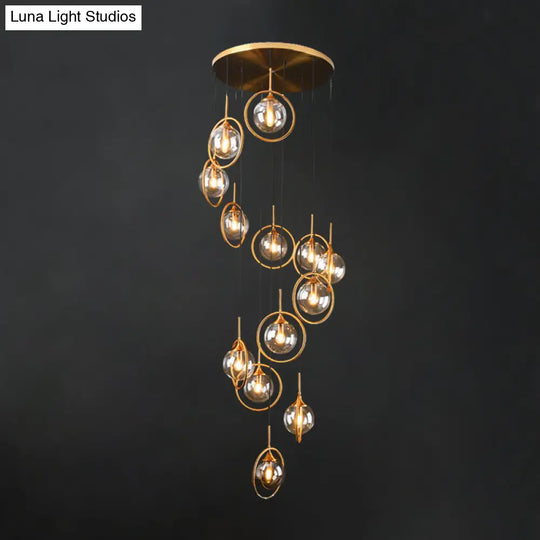 Black Modernist Cluster Pendant Light With 13 Glass Shades