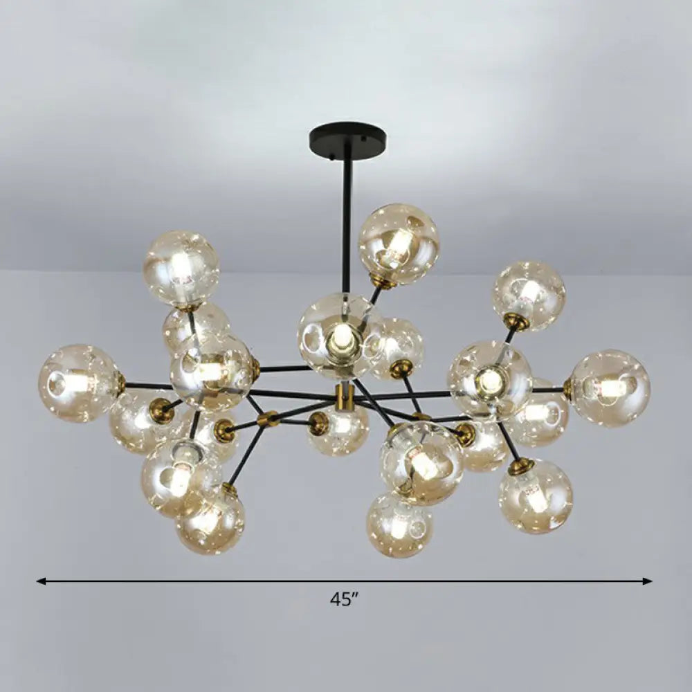 Black Nordic Glass Chandelier With Tree Branch Design For Living Room 16 / Amber