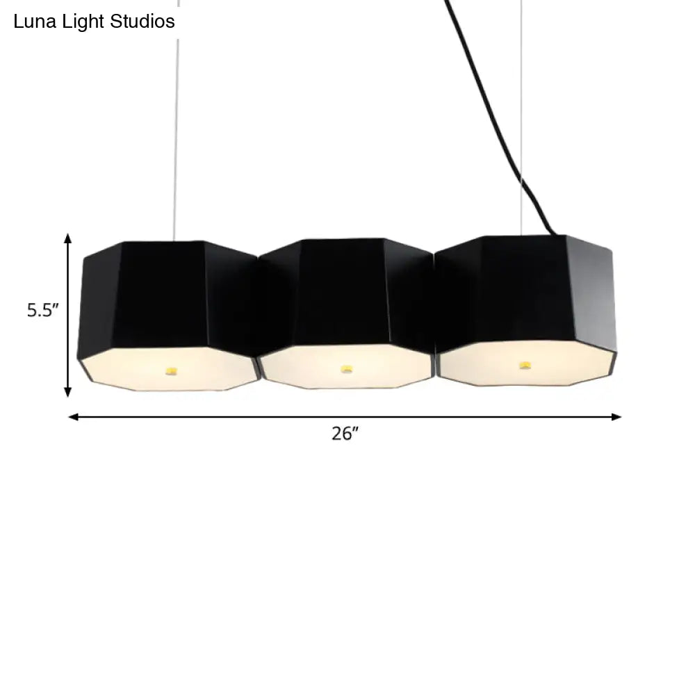 Black Nordic Island Light With Octagon Metal Shade For Dining Room