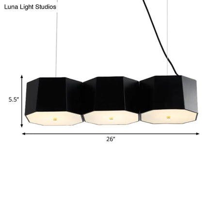Black Nordic Island Light With Octagon Metal Shade For Dining Room