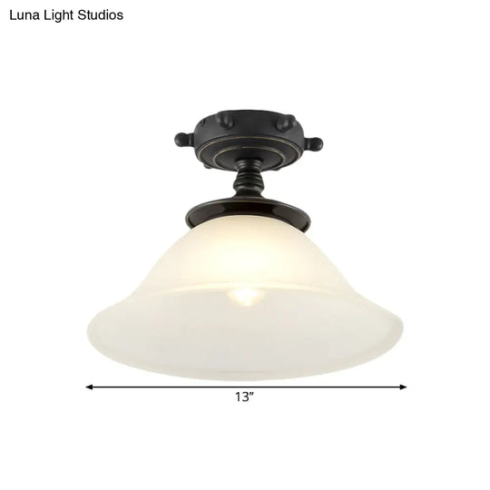 Black Opaline Glass Semi Flush Mount With Mediterranean Styling - 1 Light Ceiling Lighting