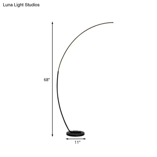 Black Over-Curved Led Floor Standing Lamp - Nordic Metal Design Perfect For Living Room Reading