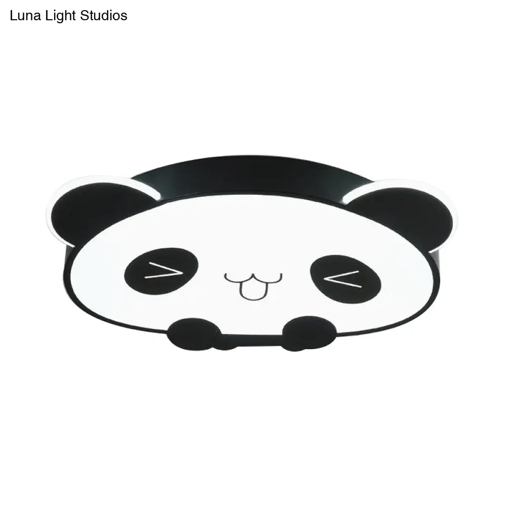 Black/Pink Panda Led Flushmount Fixture – Modern Acrylic Ceiling Light For Bedroom