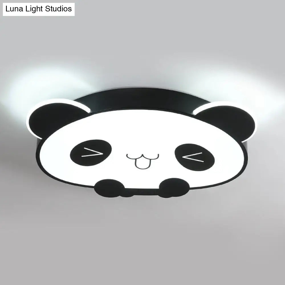 Black/Pink Panda Led Flushmount Fixture Modern Acrylic Ceiling Light For Bedroom