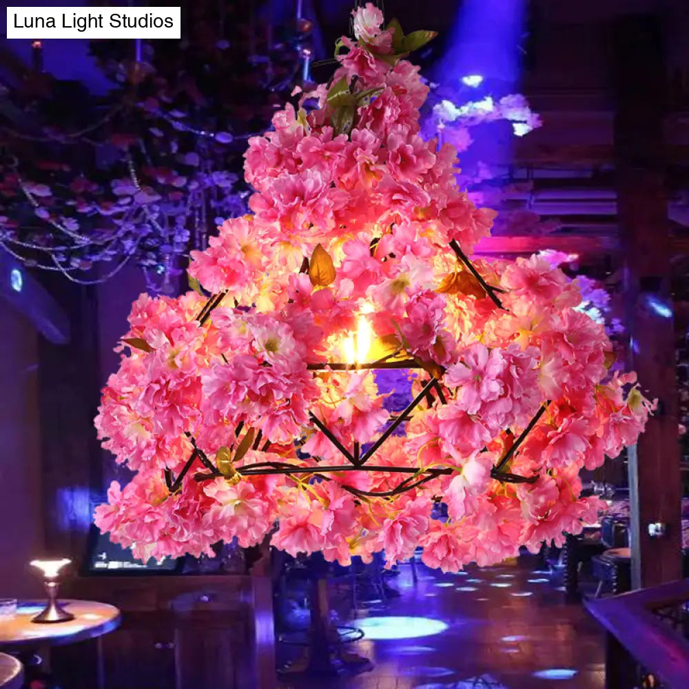 Black Retro Diamond Ceiling Light With Flower Suspension 1 Bulb 16’/19’/21.5’ Wide / 16’