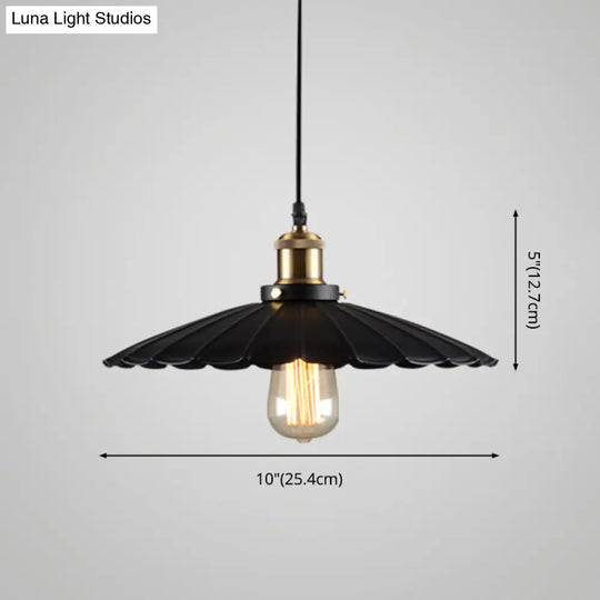 Black Scalloped Metal Pendant Lighting For Farm-Styled Coffee Shops