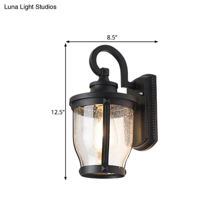 Black Seedy Glass Wall Mount Lamp With Single Light For Warehouse