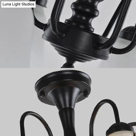 Black Semi Flush Light With Frosted Glass Bell Shades - Ideal For Living Room Ceiling Mount