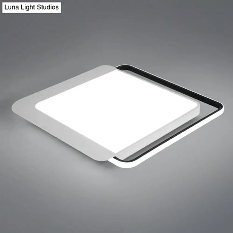 Black Square LED Flush Light with Acrylic Shade - Minimalist Flush Mount Ceiling Fixture