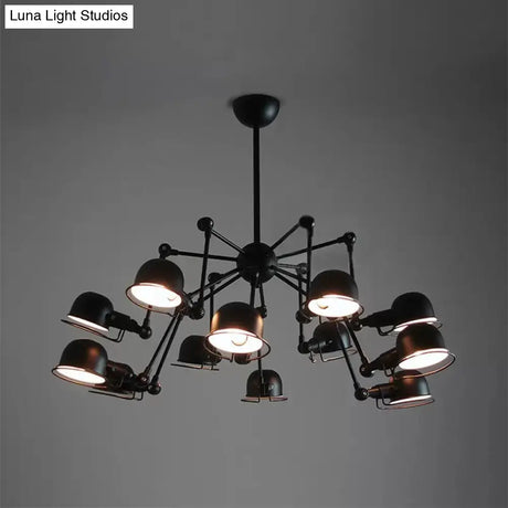 Black Starburst Hanging Light Retro Chandelier With Metal Dome Shade For Dining Room