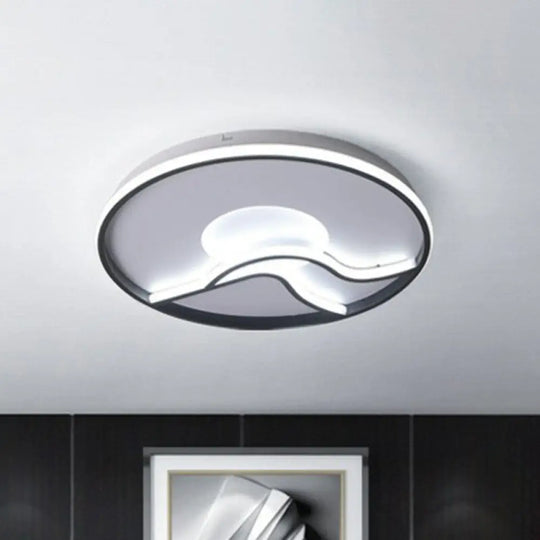 Black Sun & Mountain Nordic Flush Mount Led Lighting Fixture With Acrylic Shade / 16.5’ White