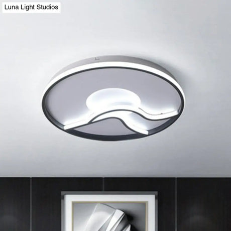 Black Sun & Mountain Nordic Flush Mount Led Lighting Fixture With Acrylic Shade / 16.5 White