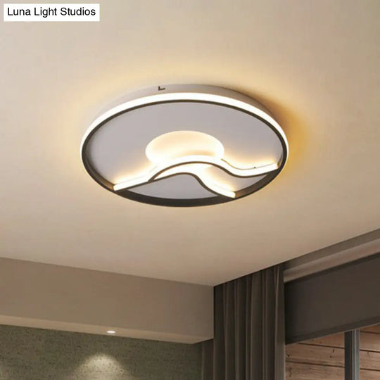 Black Sun & Mountain Nordic Flush Mount Led Lighting Fixture With Acrylic Shade / 16.5 Warm