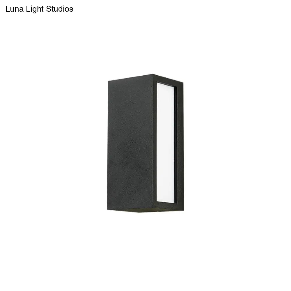 Black Textured Led Wall Mounted Light - Simple Metallic Sconce Lighting For Patio