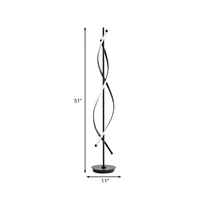 Black Twist Floor Lamp With Led Light In Warm/White - Stylish Reading Lighting