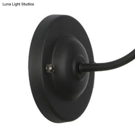 Black Vintage Industrial 1-Head Wall Light With Curved Arm - Iron Cylinder Cage Shade Mount Fixture
