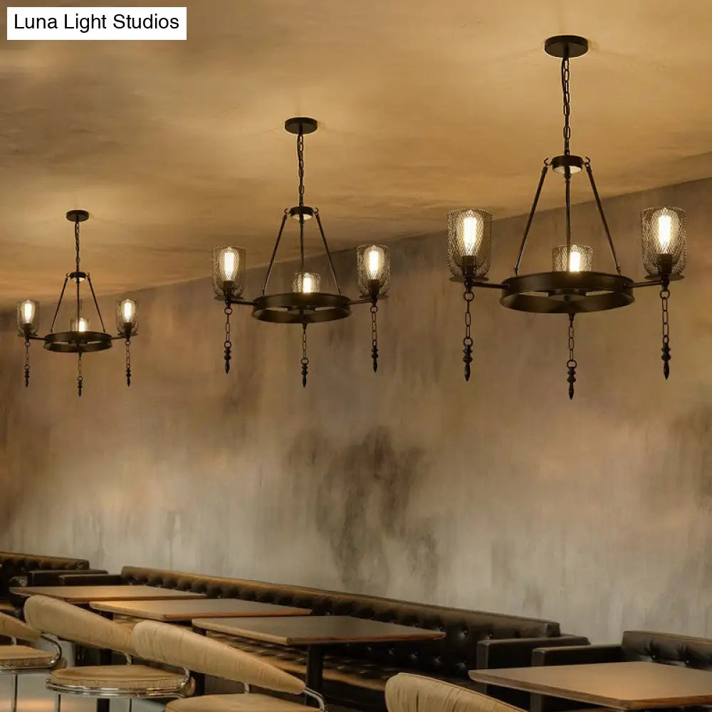 Industrial Bell Metallic Chandelier Light Fixture - 3/6 Lights Black Dining Room Hanging Lamp Kit
