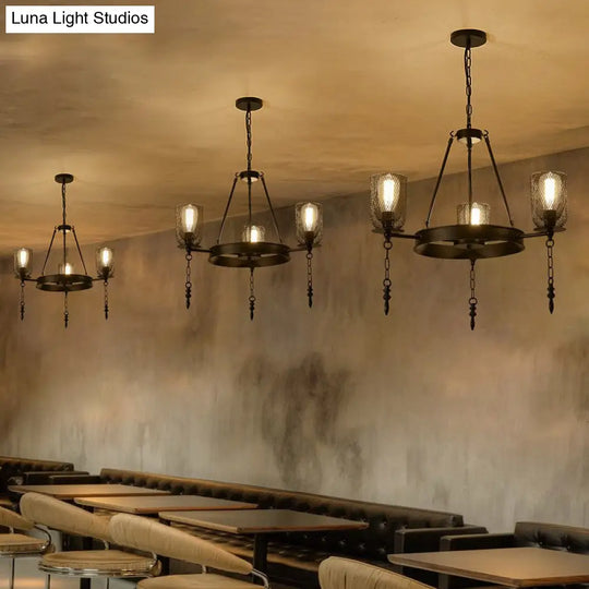 Industrial Bell Metallic Chandelier Light Fixture - 3/6 Lights Black Dining Room Hanging Lamp Kit