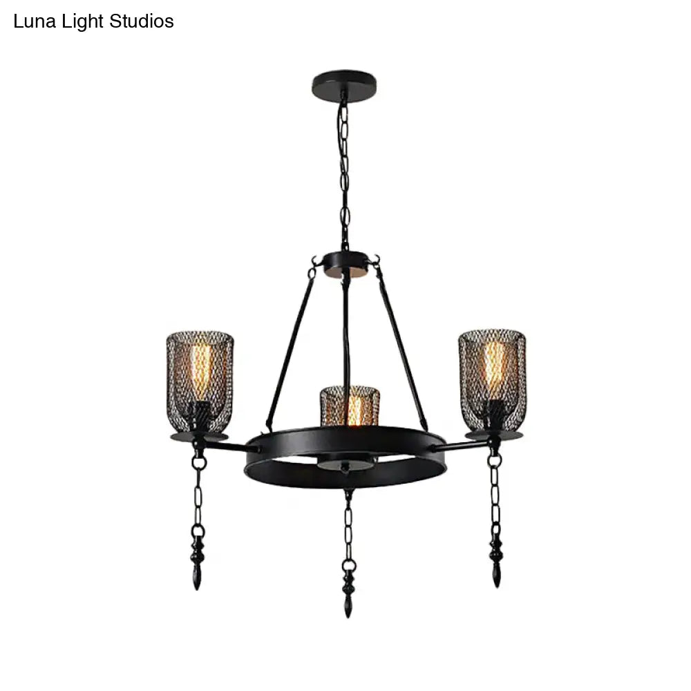 Industrial Bell Metallic Chandelier Light Fixture - 3/6 Lights Black Dining Room Hanging Lamp Kit