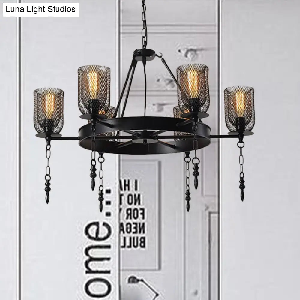 Industrial Bell Metallic Chandelier Light Fixture - 3/6 Lights Black Dining Room Hanging Lamp Kit