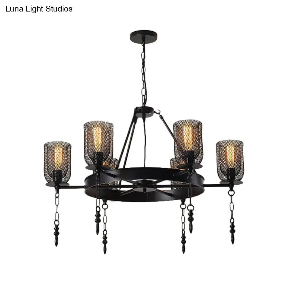 Industrial Bell Metallic Chandelier Light Fixture - 3/6 Lights Black Dining Room Hanging Lamp Kit