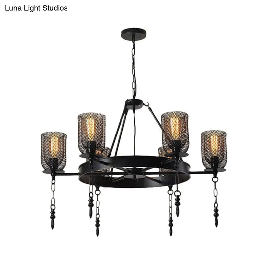 Industrial Bell Metallic Chandelier Light Fixture - 3/6 Lights Black Dining Room Hanging Lamp Kit