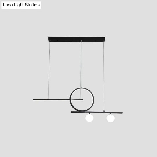 Black/White Metal Suspension Light: Modern Bar And Circle Design Led Island Lighting For Dining Room