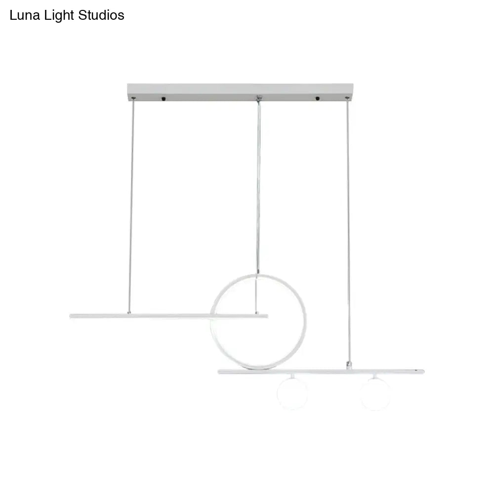 Black/White Metal Suspension Light: Modern Bar And Circle Design Led Island Lighting For Dining Room