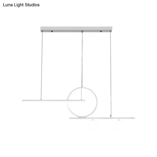 Black/White Metal Suspension Light: Modern Bar And Circle Design Led Island Lighting For Dining Room