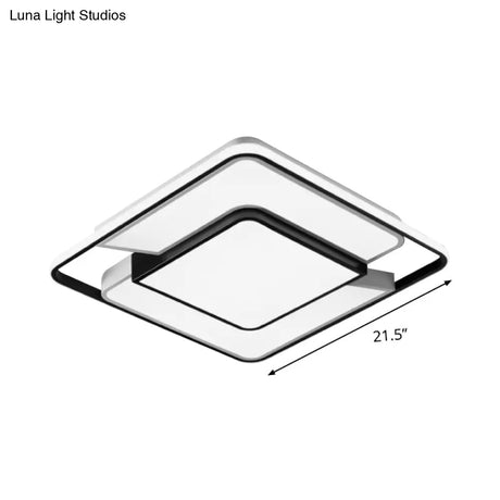 Black - White Modern Spliced Led Ceiling Lamp For Bedroom - 18’/21.5’ Wide