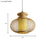 Black/Wood Bamboo Urn Pendant Light Fixture For Bedroom - 10’/12’ Wide