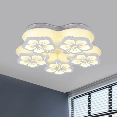 Blossom Acrylic Led Flush Mount Ceiling Light: Simple & Elegant 5/7/12 Head Options In