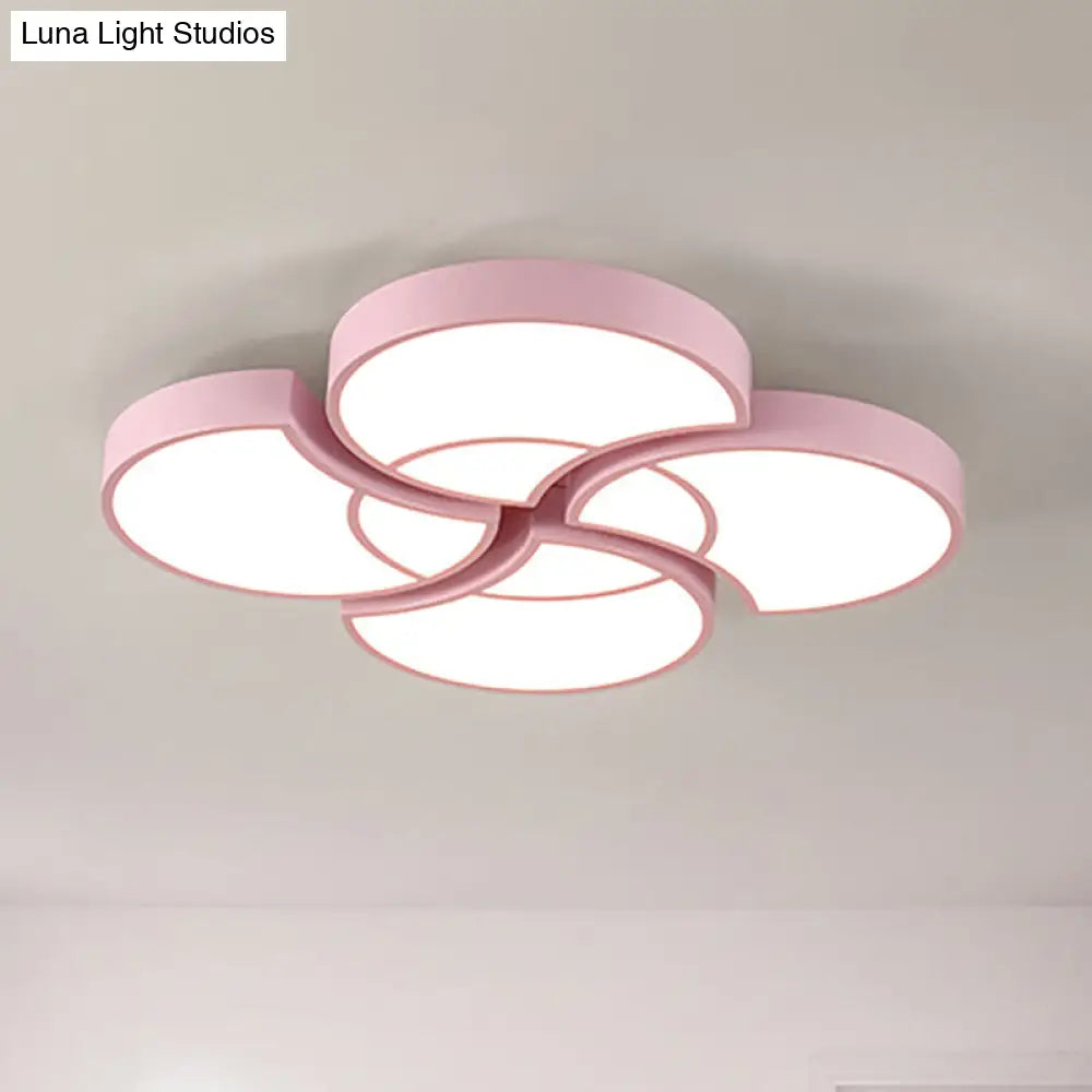 Blossom Girls Bedroom Ceiling Lamp - 4-Head Led Acrylic Mount Light Pink / 20.5 White