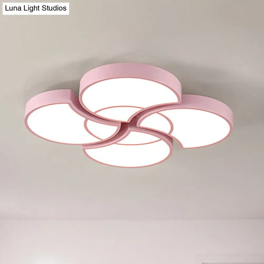 Blossom Girls Bedroom Ceiling Lamp - 4-Head Led Acrylic Mount Light Pink / 20.5 White