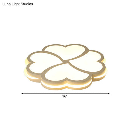 Blossom Kindergarten Led Flush Mount Ceiling Light In Modern Acrylic - White
