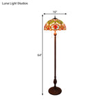 Blossom Tiffany Style Glass Reading Floor Lamp - Elegant Green Stand Up Lighting