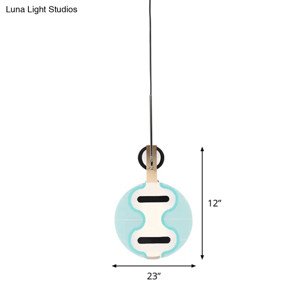 Blue Acrylic Led Ceiling Light: Modern Thin Lute Down Lighting Pendant For Creative Bedroom Ambiance