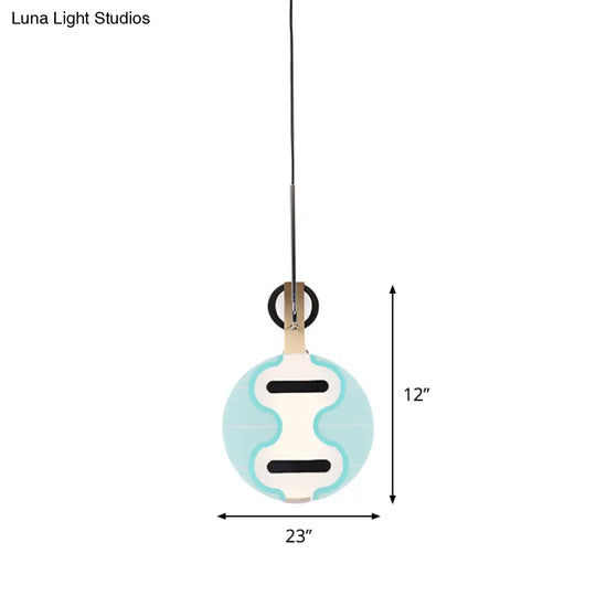 Blue Acrylic Led Ceiling Light: Modern Thin Lute Down Lighting Pendant For Creative Bedroom Ambiance