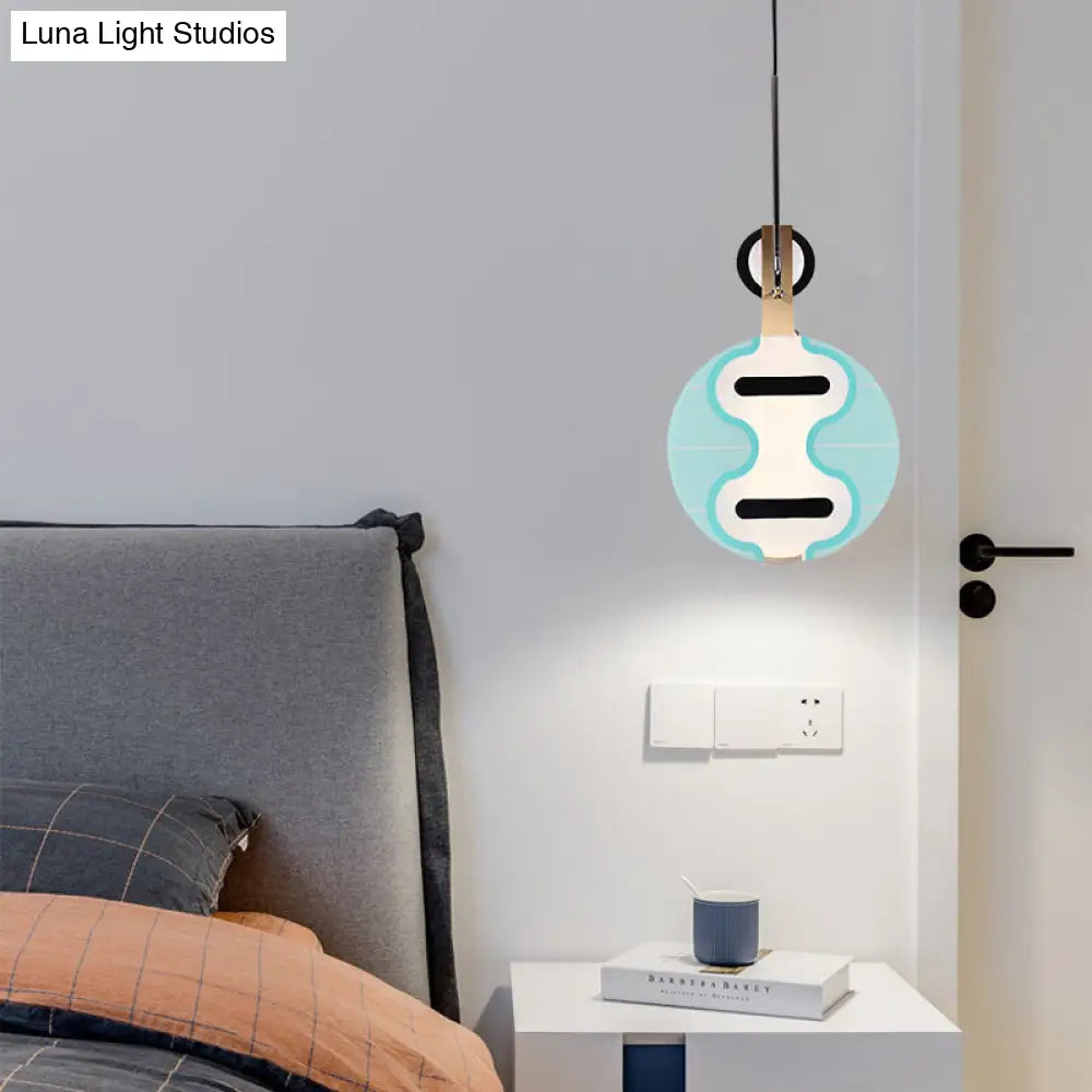 Blue Acrylic Led Pendant Ceiling Light: Thin Lute Downlighting For Modern & Creative Bedroom
