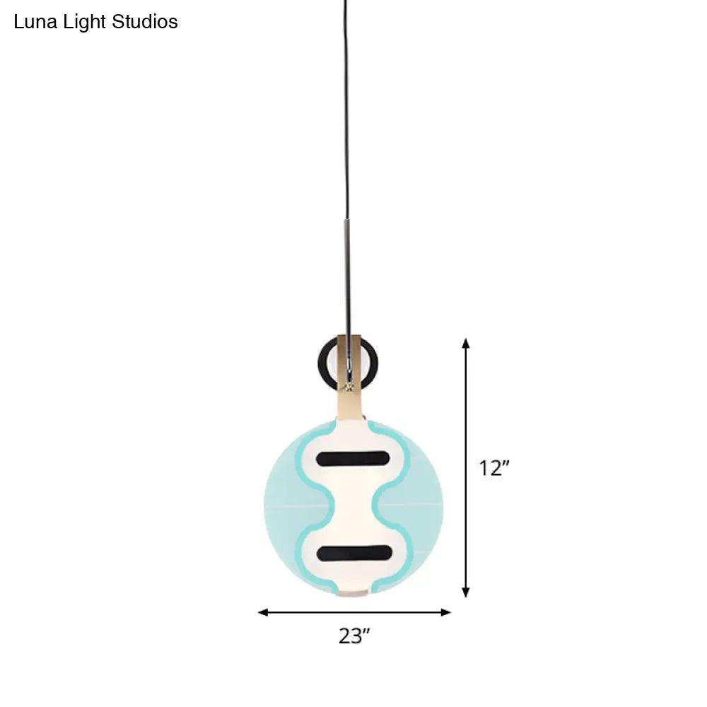 Blue Acrylic Led Pendant Ceiling Light: Thin Lute Downlighting For Modern & Creative Bedroom