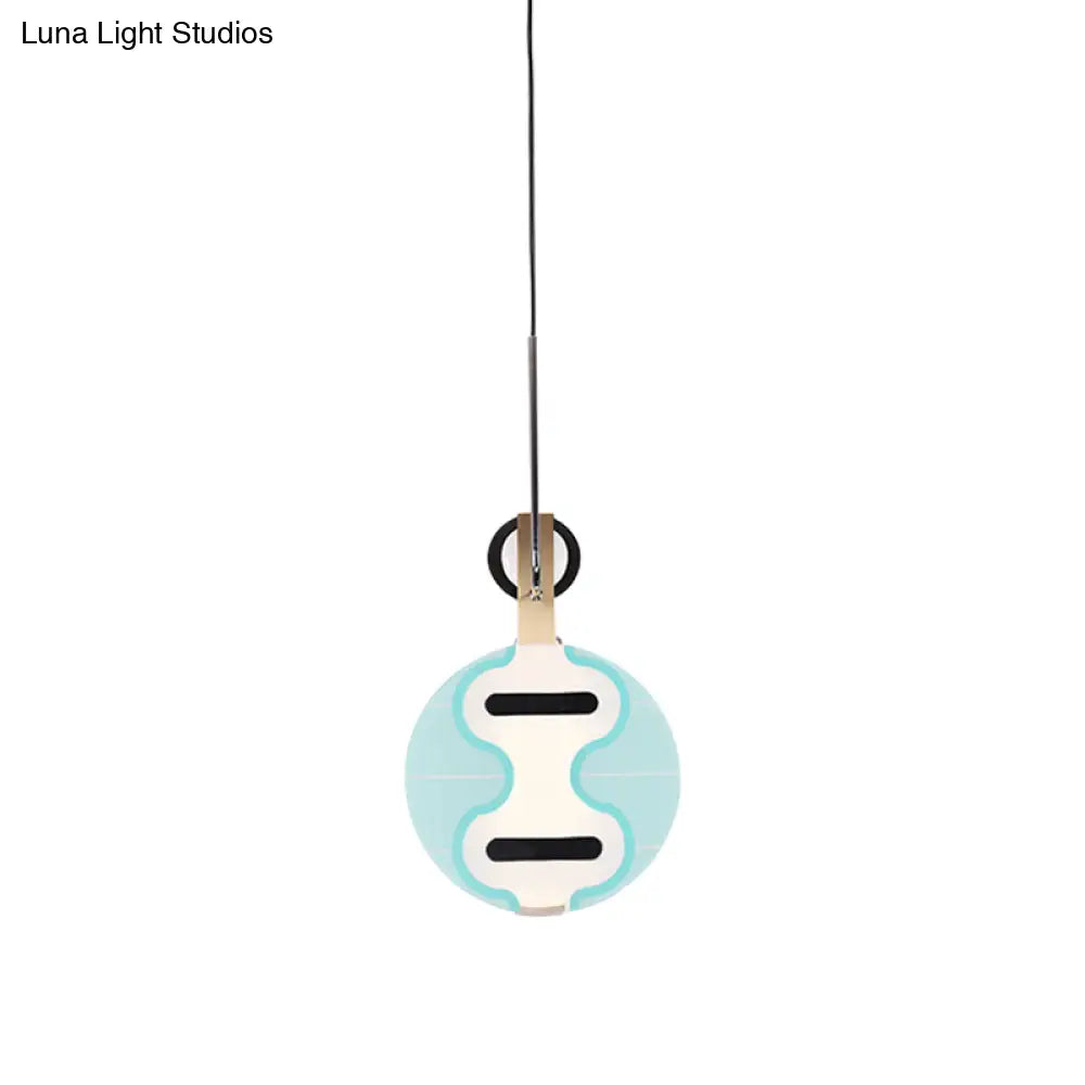 Blue Acrylic Led Ceiling Light: Modern Thin Lute Down Lighting Pendant For Creative Bedroom Ambiance
