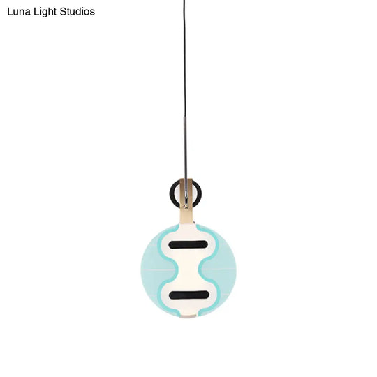 Blue Acrylic Led Ceiling Light: Modern Thin Lute Down Lighting Pendant For Creative Bedroom Ambiance