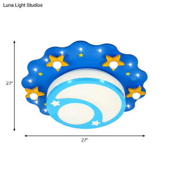 Blue Acrylic Night View Cartoon Ceiling Lamp - Ideal For Kindergarten