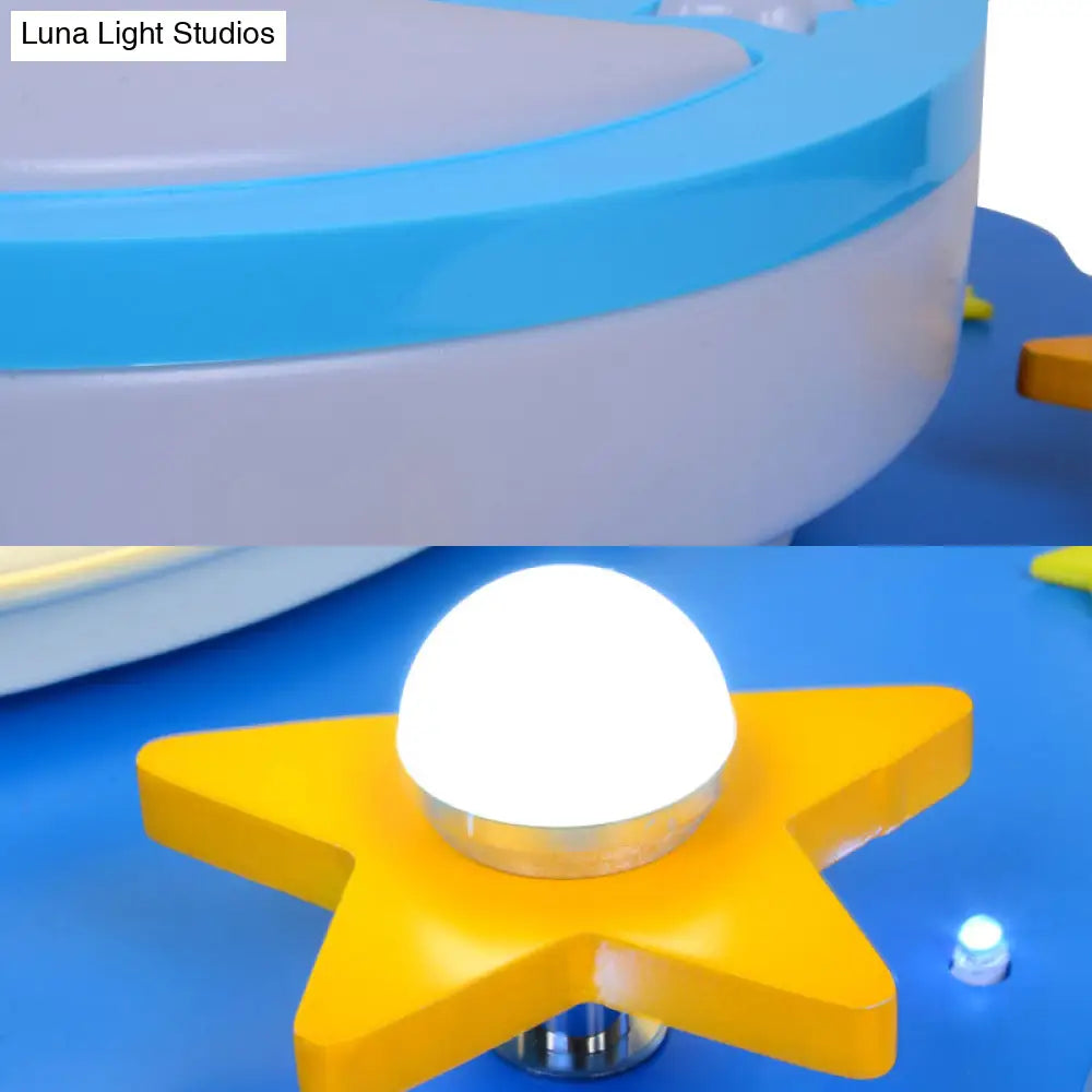 Blue Acrylic Night View Cartoon Ceiling Lamp - Ideal For Kindergarten