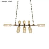 Blue/Amber Vintage Style Glass Bottle Chandelier Pendant Light With Pipe - 8 Heads Ideal For