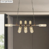 Blue/Amber Vintage Style Glass Bottle Chandelier Pendant Light With Pipe - 8 Heads Ideal For