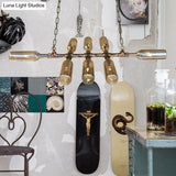 Blue/Amber Vintage Style Glass Bottle Chandelier Pendant Light With Pipe - 8 Heads Ideal For