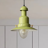 Blue And Yellow Metallic Pendant Ceiling Light For An Industrial Stylish Living Room