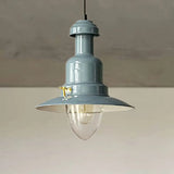 Blue And Yellow Metallic Pendant Ceiling Light For An Industrial Stylish Living Room