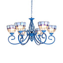 Blue Bowl Pendant Chandelier - 6/8 Lights Mediterranean Style For Living Room 6 /